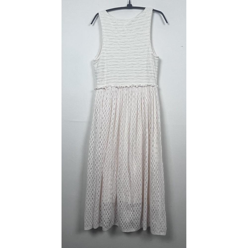 Anthropologie Meadow Rue Florence Midi Dress Ivory Eyelet V-Neck Sleeveless